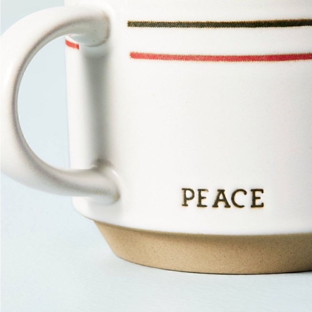 Hearth &  Hand Magnolia  Ceramic Christmas striped (Peace) Coffee Mug